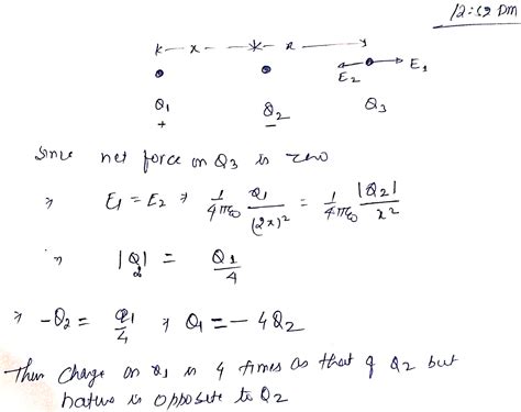 Three Point Charges Q1 Q2 Q3 Are Placed Along A Line At Same Distance Apart If Q1 And Q2