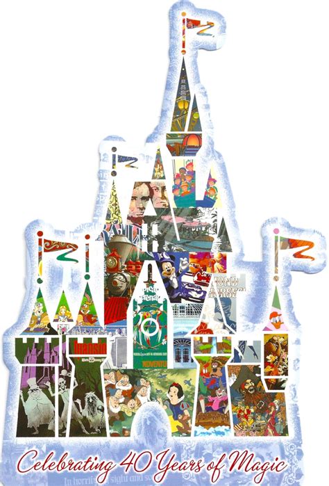 My Favorite Disney Postcards: Walt Disney World, Castle Shaped Postcard, Celebrating 40 Years