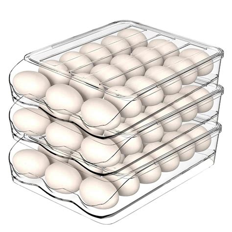 tohuu egg container auto rolling stackable egg storage container egg