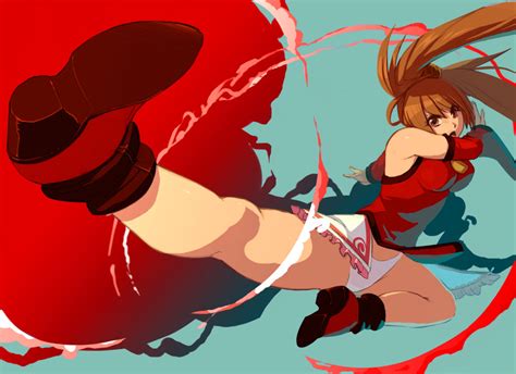 Rule 34 Boots Brown Eyes Brown Hair Fight Guilty Gear Kicking Kondo Rui Kuradoberi Jam Looking