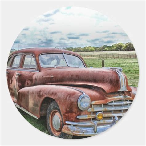 Rusty Old Classic Car Vintage Automobile Classic Round Sticker | Zazzle