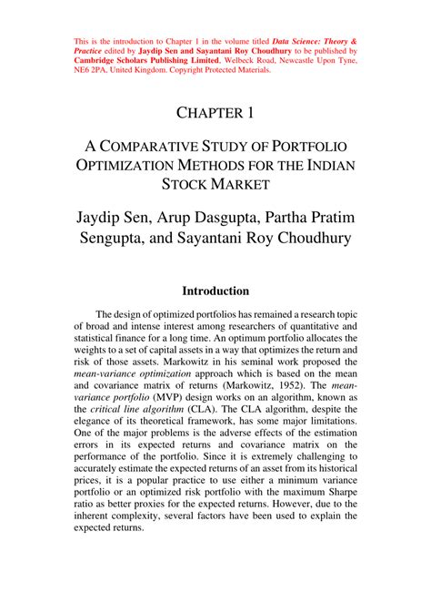 Pdf A Comparative Study Of Portfolio Optimization Methods For The