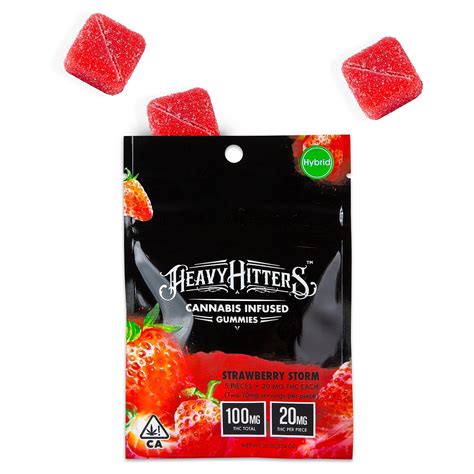 Heavy Hitters Strawberry Storm Ultra Gummy 100mg 5 Pack Hybridbrand Leafly