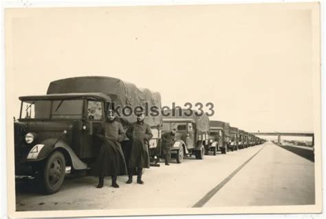 FOTO LKW KOLONNE Der Wehrmacht Auf Der Reichsautobahn RAB Autobahn