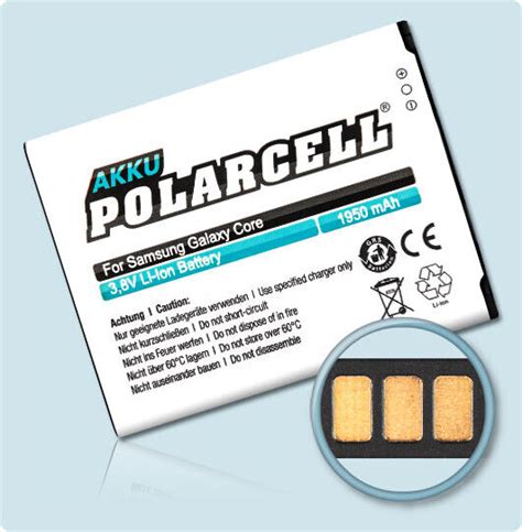 PolarCell Akku für Samsung Galaxy Core GT i8260 DuoS GT i8262 Accu