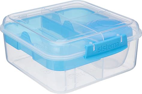 Sistema To Go Collection Bento Cube Lunch Box Small Clear Blue