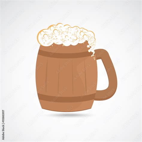 Wooden jug of beer Stock Vector | Adobe Stock