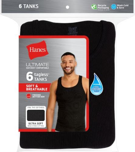 Hanes Ultimate Tagless Tanks Black Pk Fred Meyer