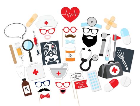 Doctor Party Printable Photo Booth Props Nurse Photo Booth Props