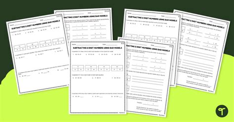 Digit Subtraction Using Bar Models Differentiated Worksheets Teach