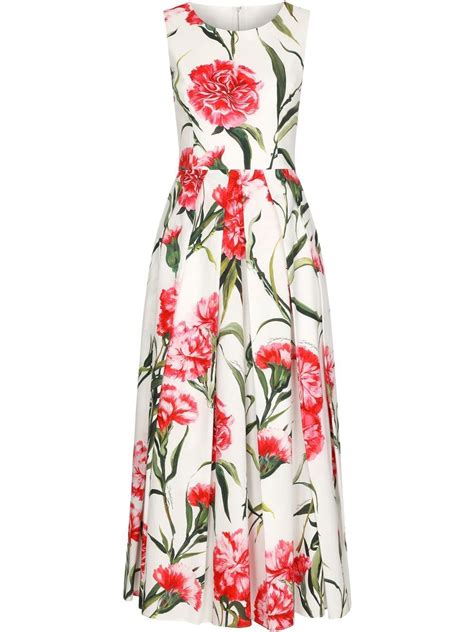 Dolce Gabbana Floral Print Midi Dress Farfetch