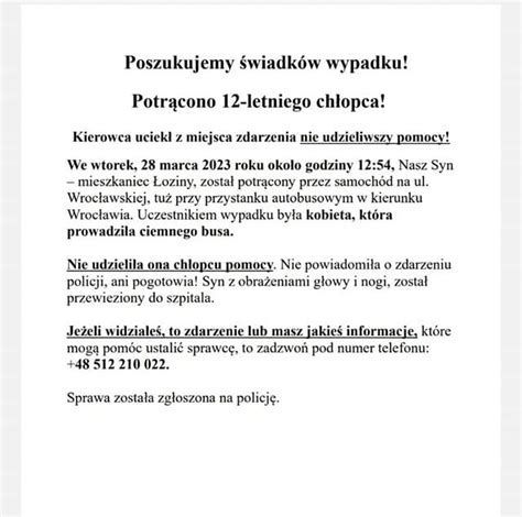 Potrącił 12 letniego chłopca i uciekł Policja szuka sprawcy wypadku