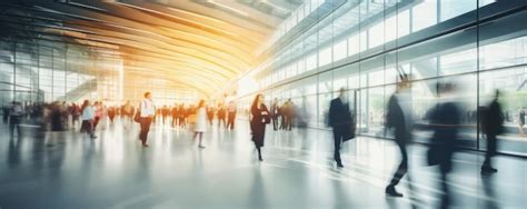 Premium Ai Image Blurred Business People Walking At A Trade Fair