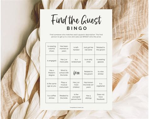 Find The Guest Bingo Bridal Shower Game Printable