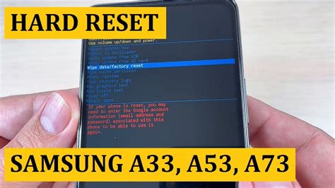 Hard Reset Samsung Galaxy A33 A53 A73 2022 Youtube