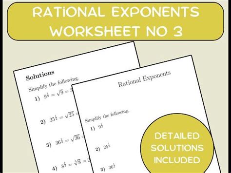 Rational Exponents Worksheet No 3 With Solutions Teaching Resources