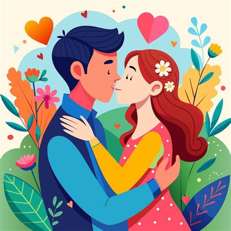 Premium Vector Kissing Couple Love Illustration