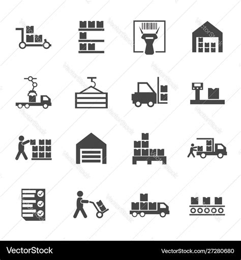 Flat Warehouse Logistics Icons Collection Vector Image