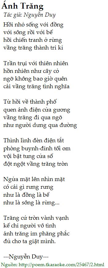 Lời Bài Thơ Ánh Trăng Nguyễn Duy