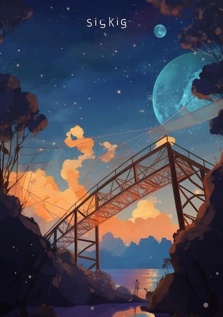 Premium AI Image | A bridge in the night sky