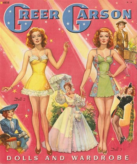 Vintage Uncut 1944 Greer Garson Paper Dolls Hd~laser Org Sz