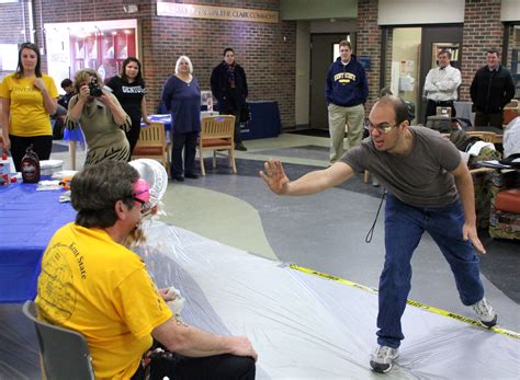 Ksu Geauga Dean Takes Pie In The Face Wvideo Geauga County Maple Leaf