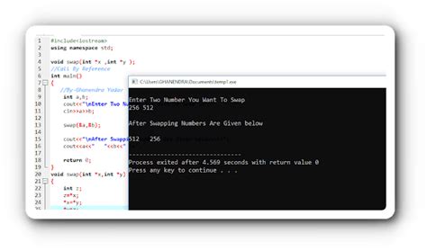 Swapping Of Two Numbers In C Using Functions Call By Value