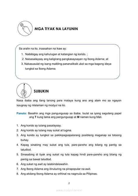 Filipino 7 Ikaapat Na Markahan Modyul 1 KALIGIRANG KASAYSAYAN NG