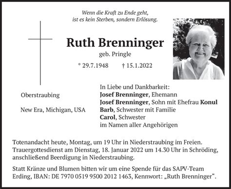 Traueranzeigen Von Ruth Brenninger Trauer Merkur De