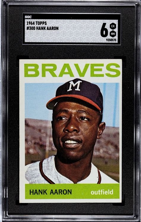 Topps Hank Aaron Hof Milwaukee Braves Sgc Ex Nm A Real