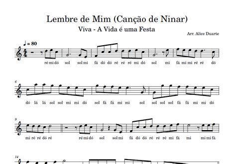 Lembre De Mim Viva A Vida Uma Festa Partitura Facilitada