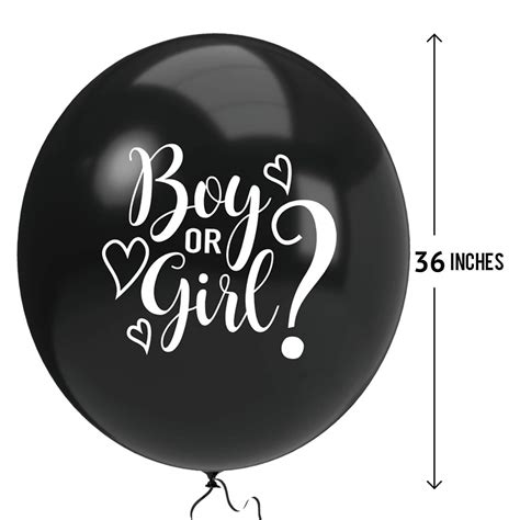 Gender Reveal Balloon With Confetti 36 Inch Black Boy Or Girl Gender