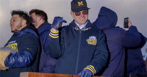 Falcons Interview Michigans Jim Harbaugh For Head Coaching Position Following Arthur Smiths