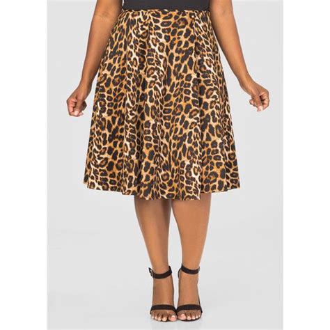 Ashley Stewart Leopard Flare Skirt 40 Liked On Polyvore Featuring