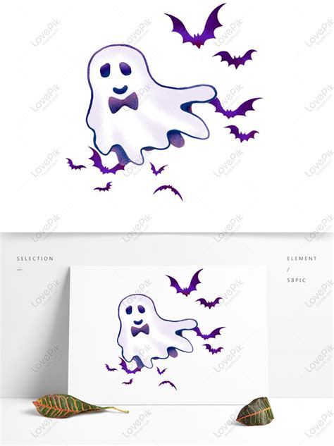 Commercial Halloween Hand Drawn Cartoon Cute Ghost Ghost Bat, Halloween ...