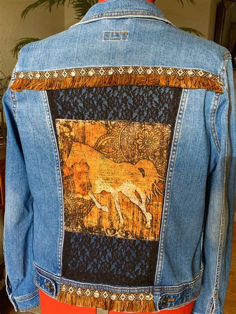 One Of A Kind Refashioned Denim Jeans Jacket Etsy Denim Diy Denim