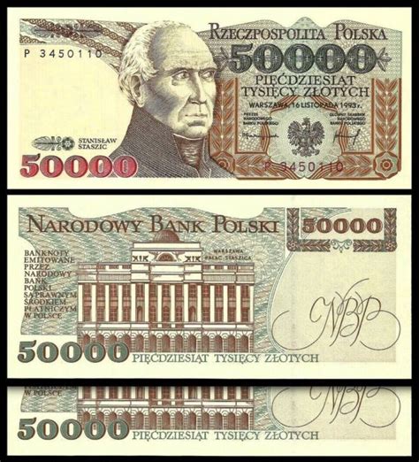 Poland 50000 Zloty 1993 UNC 2 Pcs PAIR Consecutive P 159a S