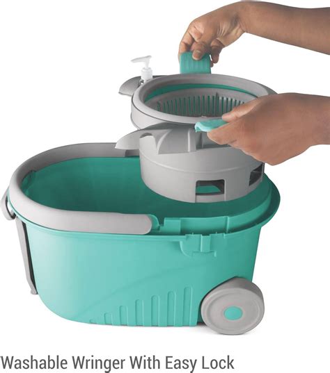 Spotzero By Milton Royale Steel Wringer Spin Mop With Big Wheels Aqua