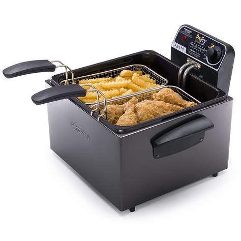 Presto Qt Dual Basket Pro Fry Immersion Element Black Deep Fryer