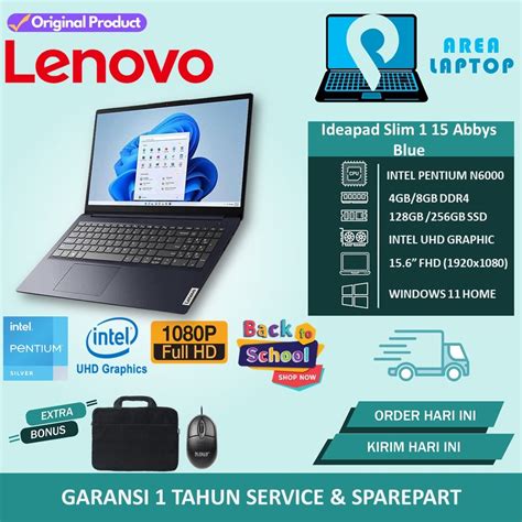 Jual Laptop Lenovo Ideapad Slim 1 15 Intel N6000 8gb 256gb Ssd 156 Fhd