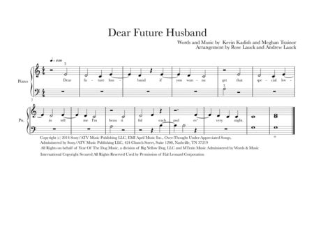 Dear Future Husband Sheet Music Meghan Trainor Easy Piano