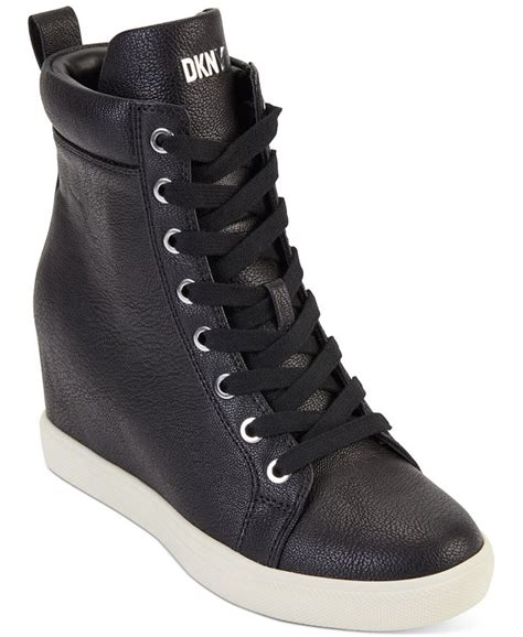 Dkny Womens Calz Lace Up Hidden Wedge High Top Sneakers Macys