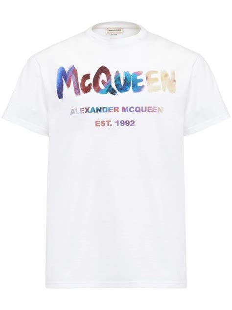 Alexander McQueen Logo Print Cotton T Shirt Farfetch