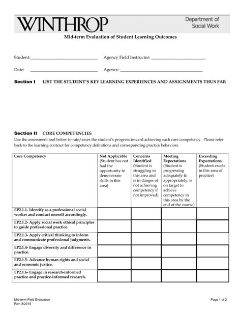 Mid Term Evaluation Of Student Learning Outcomes