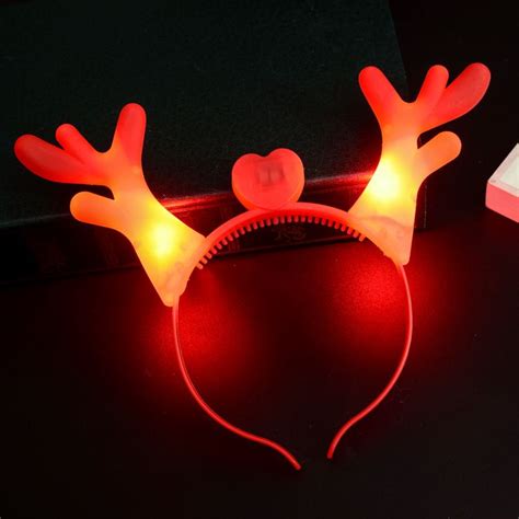 Discount Led Antlers Headband Light Up Flashing Hair Sticks Halloween