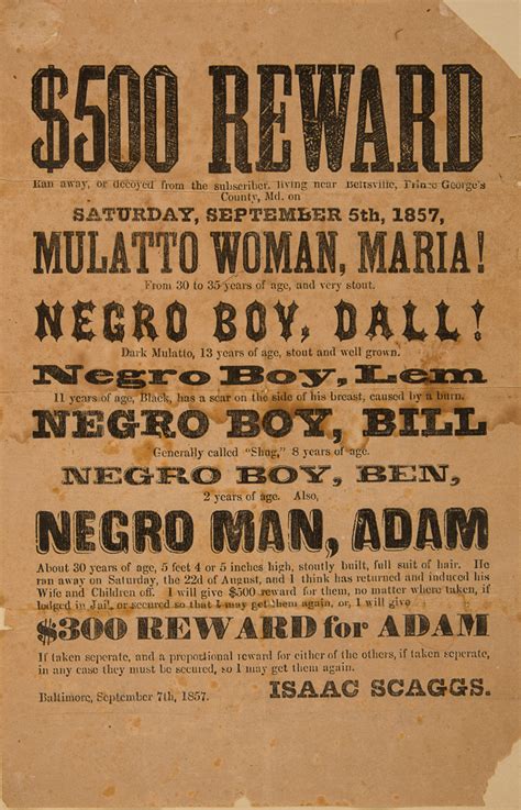 Runaway Slave Poster 1857the 19th Century Rare Book And Photograph Shop