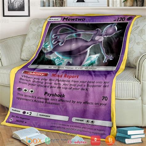 Anime Pokemon Mewtwo Mew Gx Soft Blanket Pixeltee