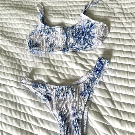 Blue And White Floral Bikini Super Cute For The Depop