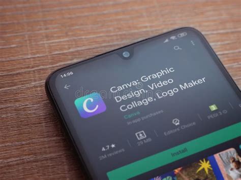 Canva Graphic Design App Play Store Page On Mobile Smartphone On