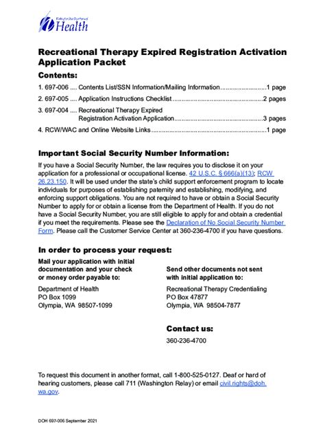 Fillable Online Doh Wa Recreational Therapy Expired Registration